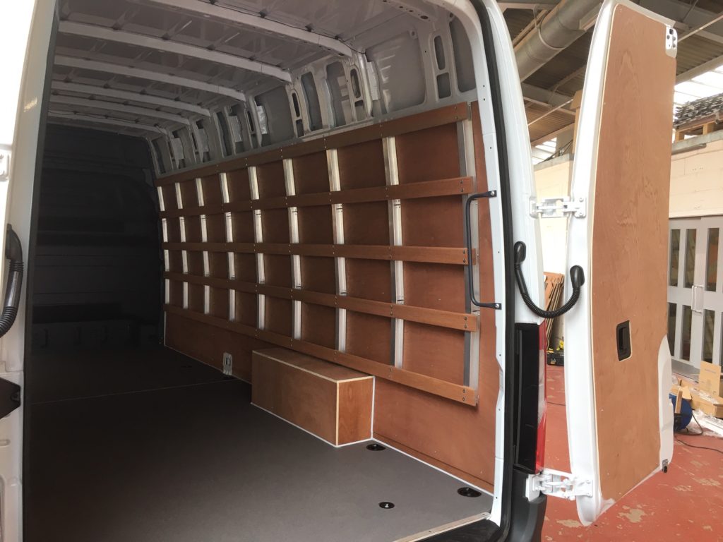 interior of van with lashing rails installed