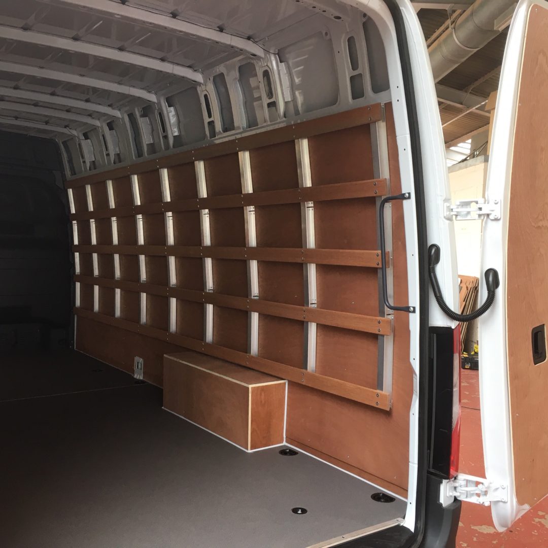 interior of van with lashing rails installed